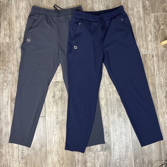 G Gradual Joggers Lot 2 Men's Navy Gray Athletic Performance Pants Zip Pockets M - Picture 1 of 12